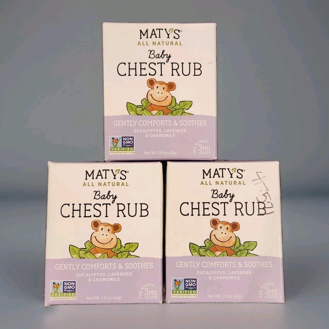 3X Maty's Baby Chest Rub Cold Cough Eucalyptus Lavender Chamomile Exp 03/26