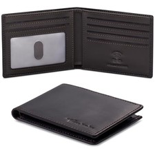 Wallet for Men Real Leather Mens Bifold Wallet RFID Crazy Horse Coffee