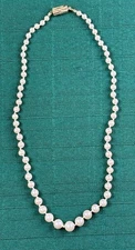 Vintage Signed NAPIER Faux Pearl Individually Knotted Necklace Gold Tone 16" EUC