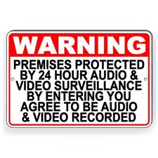 Protected By Recorded Audio  Video Surveillance Metal Sign warning S049