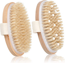 2 Pack Dry Brushing Body Brush Natural Bristle Massage Nodes