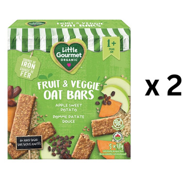 Little Gourmet Organic Fruit & Veggie Oat Bars Apple Sweet Potato -Pack of 2