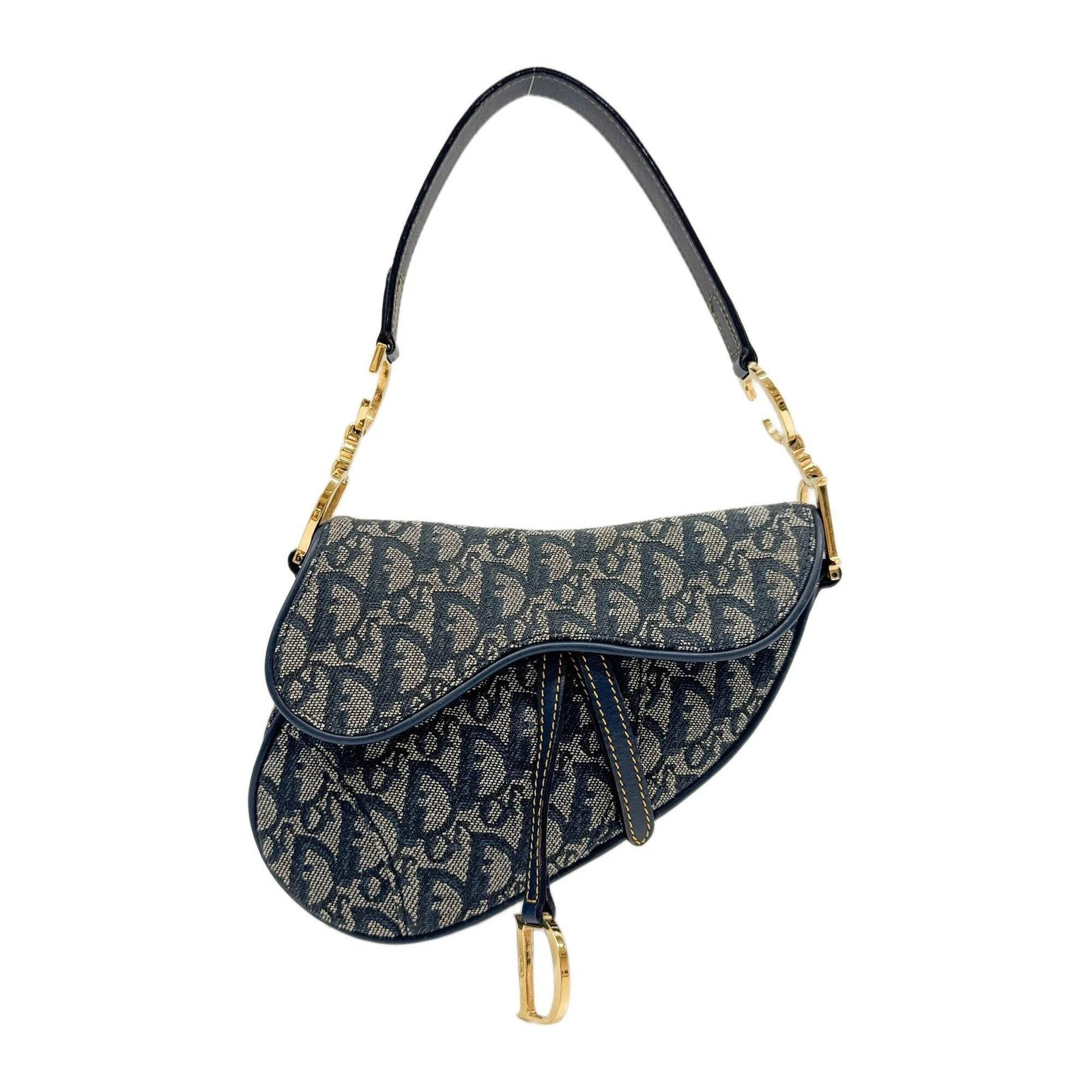 Dior — DIOR Dior Trotter Saddle Navy Cloth One-Shoulder Bag