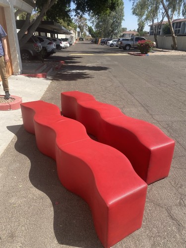 1980s Vintage Post Modern Ripple Wave Bench by Laurinda Spear