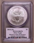 2014-S 1 oz Silver Eagle PCGS MS70 Moy Signed Holder **RARE ORIGINAL COIN**