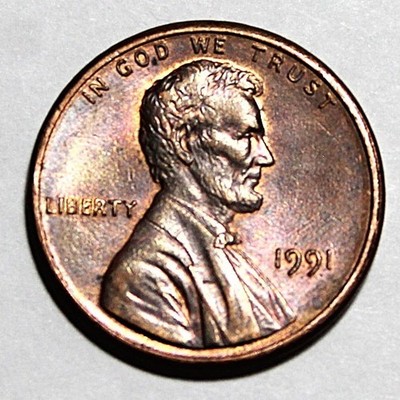 1998 Memorial Red Cent with Rainbow Toning with Errors Obv/Rev *See Discription.