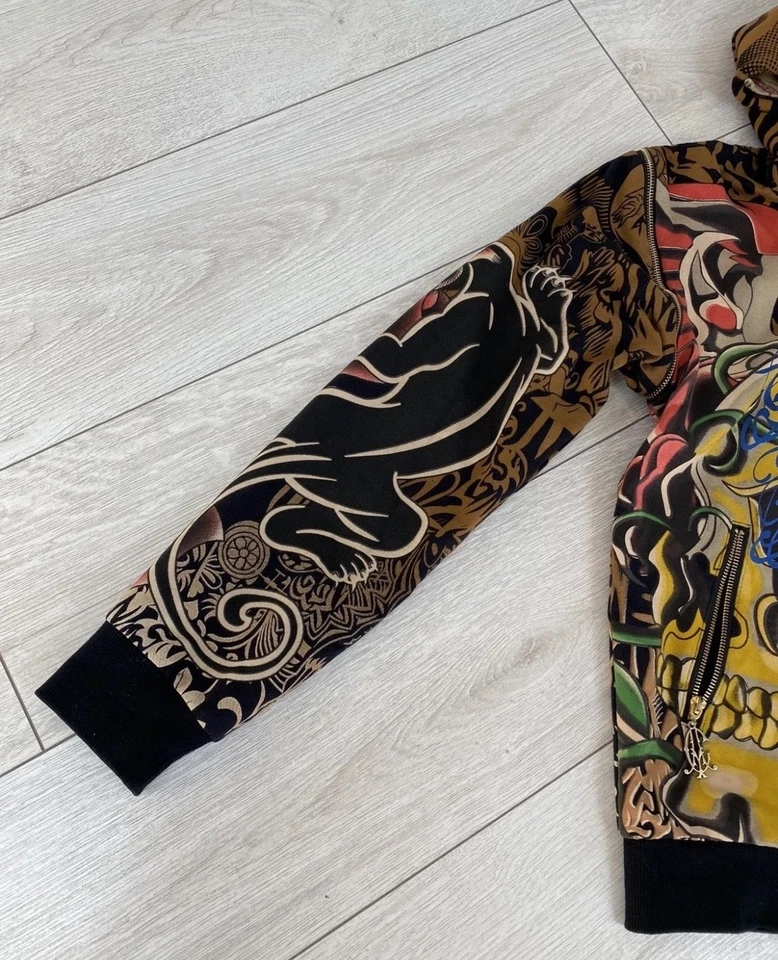 Sudadera con capucha vintage Christian Audigier con cremallera logotipo grande Y2K talla para hombre Foto 4 de 4