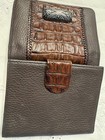 Brighton Women's Tri-Fold Organizer Wallet Brown Pebble Leather + Croc Embossed — photo 4