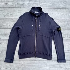 Stone Island Navy Knit Zip-up Sweaters, Size Xl
