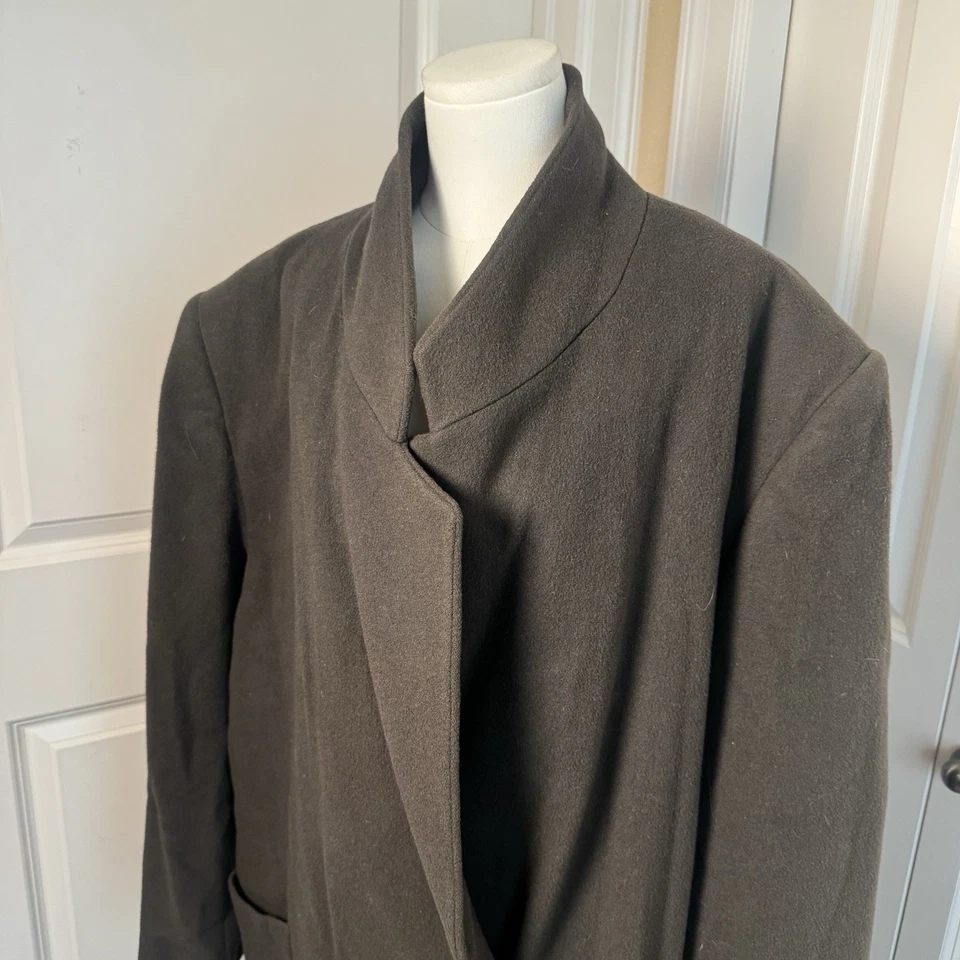 Vintage Perry Ellis Portfolio Mens 46 Brown Wool Overcoat Made in USA Oversized - Image 2 of 4