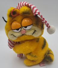 Dakin Garfield with Candy Cane 1978 Holiday Christmas Plush United Fun Farm