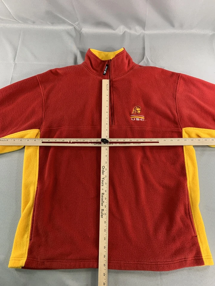 USC Trojans Sweater Mens XL Red Yellow NCAA Football Fleece Quarter Zip Starter - Image 3 of 4