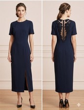 MARIANNA Floral Sexy Back Women's Navy Dress Size 6 U S A