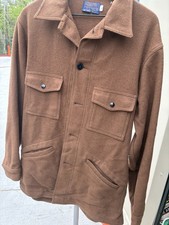 Vintage 70s Pendleton Tan Brown Solid Wool Jacket Ranch Coat Size Large
