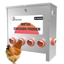 Metal Chicken Feeder Large Capacity 85lbs Automatic Metal Rat Proof Chicken F...