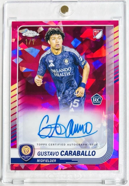 2025 Topps Chrome MLS Sapphire Gustavo Caraballo PADPARADSCHA Rookie AUTO RC 1/1