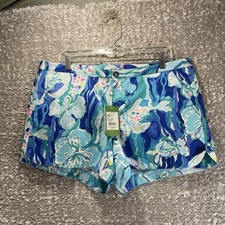Lilly Pulitzer Adie Short Size 14 Colorful Preppy Blue Cotton NWT