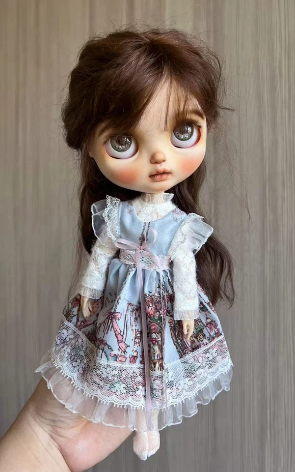 Conjunto de Vestido Largo Estilo Lolita Estampado para Blythe, Obitsu 24 S, Azone S (ÚNICO EN SU CLASE) Foto 4 de 4