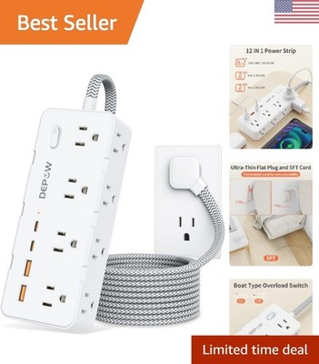 Advanced Power Station: 12-Outlet Surge Protector with USB-C Convenience