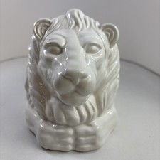 Vintage White Ceramic Lion Planter
