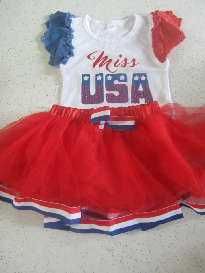 NEW 4th of July Miss USA Girls Patriotic Boutique Tutu Skirt Outfit~18-24 months - Image 1 of 4