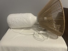 Rattan Style Table Lamp with Decorative Ceramic Base