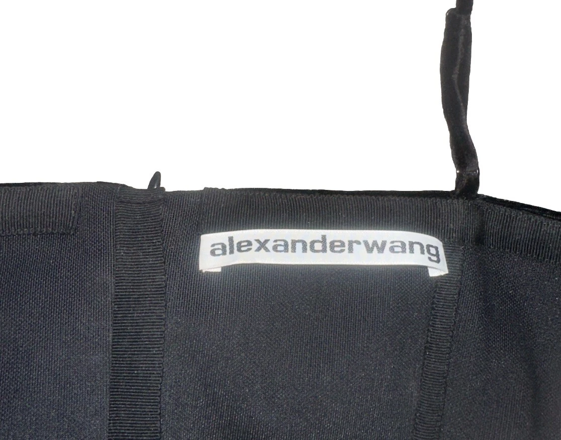 Mini abito ALEXANDER WANG nero in velluto aderente e svasato $995 taglia 10