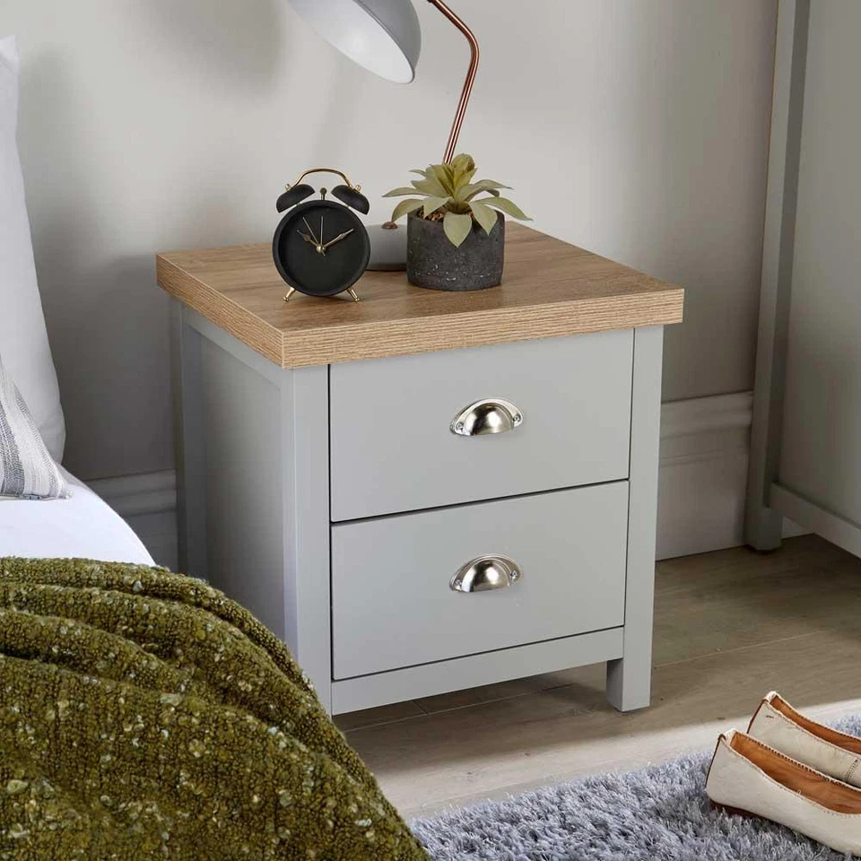 Bedroom Furniture Grey Oak Effect Chest of Drawers Bedside Wardrobe 36mm Top