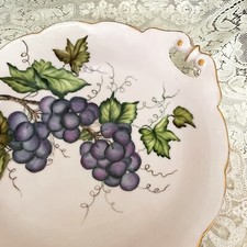 Limoges France CFH Hand Painted Large Handled Bowl signed by Artist Pink 11