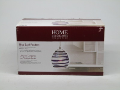 Home Decorators Collection 1 Light Blue Swirl Art Glass Ceiling Pendant 92903283550 Ebay