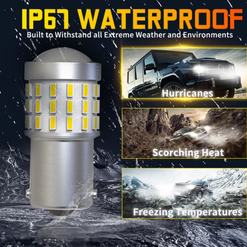 BA15S 1156 White LED Turn Signal Corner Light Bulb Error Free Anti Hyper Flash - Foto 7 di 11