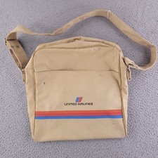 Vintage United Airlines Flight Attendants Zippered Flight Bag 14"x14" Tan Canvas