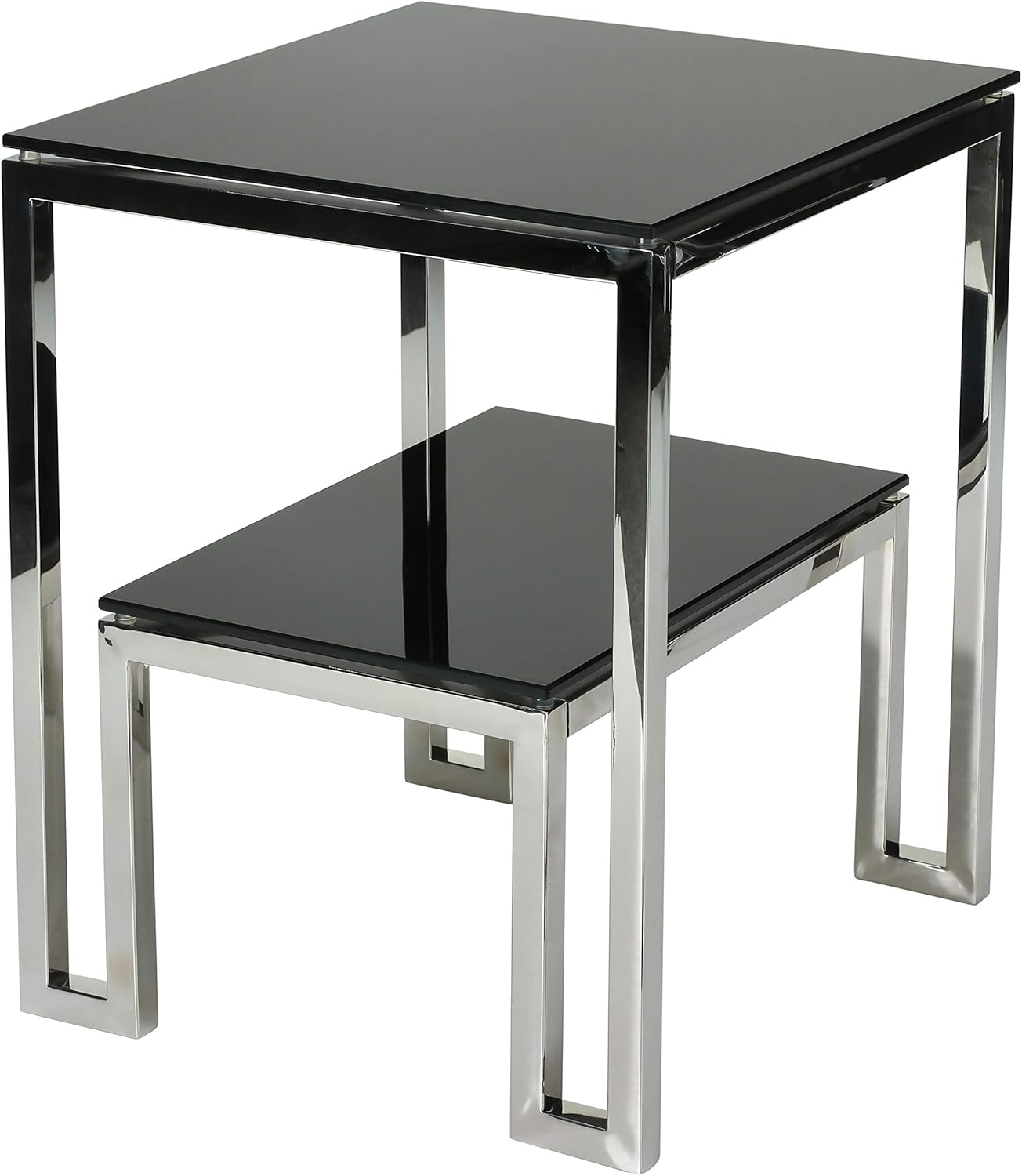 Adina Two Tier Black Glass End Table