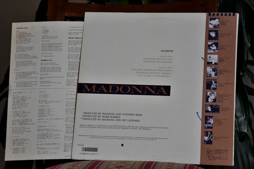SIRE RECORDS STEREO P-6244 JAPAN 1986 MADONNA "True Blue" OBI+INSERT ,45rpm EP - Picture 2 of 2