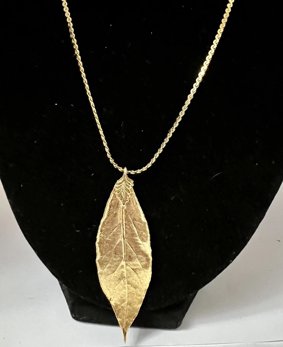 Gold plated leaf necklace sale