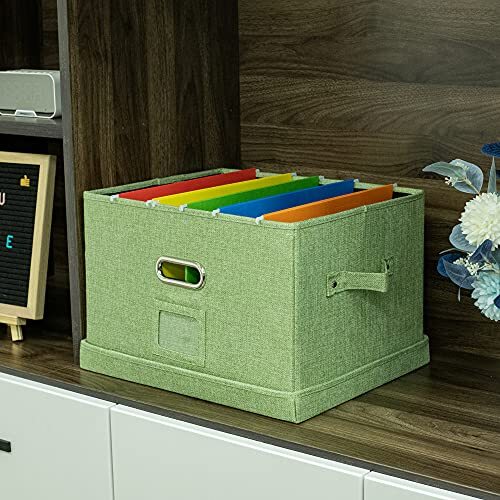 2 Pack File Box with 10 Hanging Filing Folders Document Organizer ...