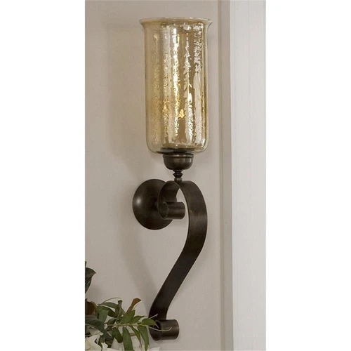 Uttermost Joselyn Glass and Metal Candle Wall Sconce in Antiqued Bronze - Picture 1 of 4