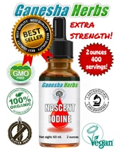 NASCENT IODINE 400 SERVINGS per bottle 2 OUNCES! ORGANIC!🔥  HIGHEST POTENCY!
