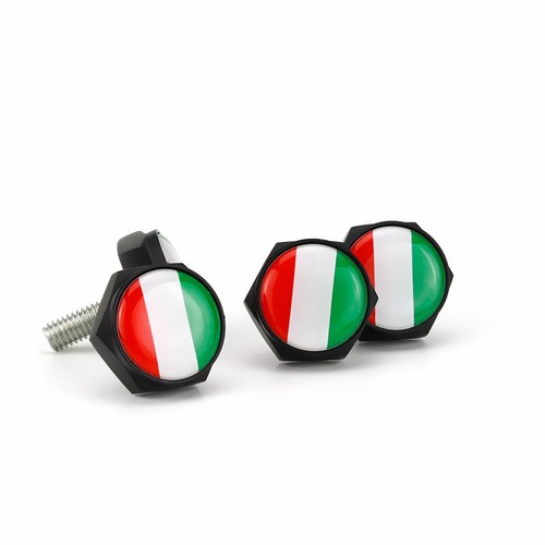 Italy Italian Flag Emblem Car License Plate Frame Screws Bolts Caps Covers Nuts - Picture 4 of 5
