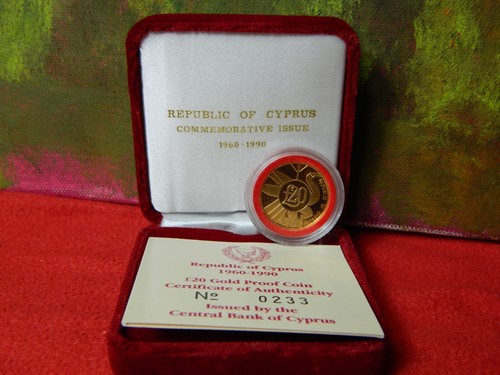 Cyprus, 1990, 20 pounds, Gold Coin, THE REPUBLIC, Proof , 91.7%, 7.98 gr Gold - Picture 4 of 10