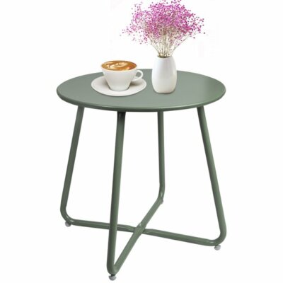 CERBIOR Metal Tray End Table, Round Sofa Side Table for Bedroom  Living Room 