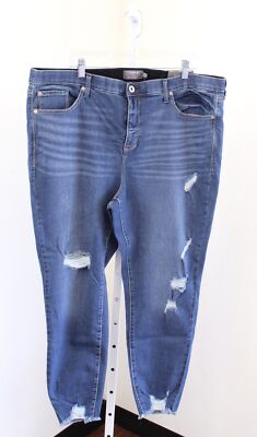NWT Torrid Sky High Skinny Jeans High Rise Distressed Torn Sz 22 Premium Stretch
