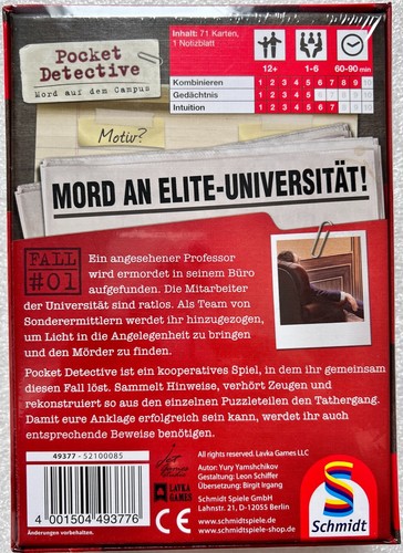 Pocket Detective Mord auf dem Campus Schmidt Familienspiel Kartenspiel 49377 - Bild 2 von 8