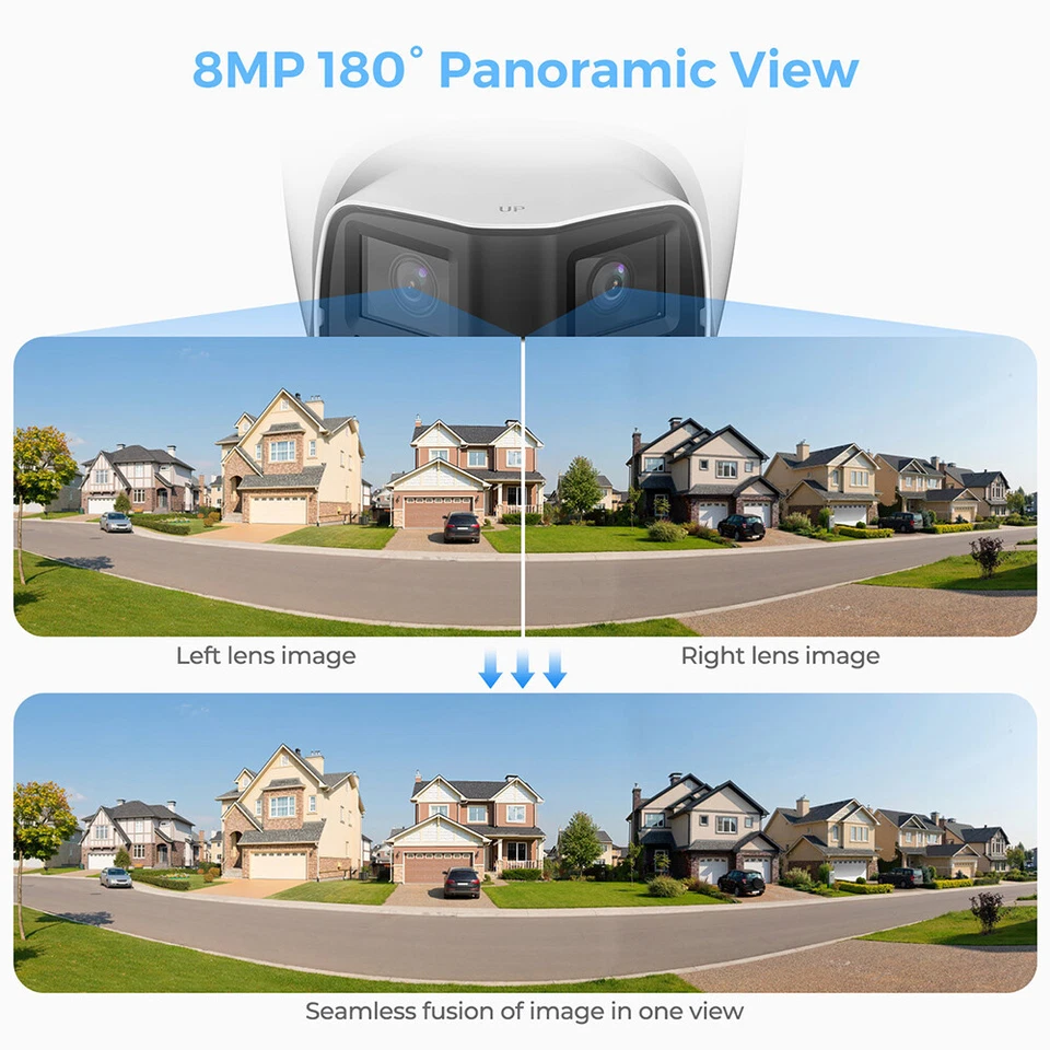8MP Dual Lens Panoramic IP POE Camera 180° Sound Light Alarm Speaker - Image 4 of 4