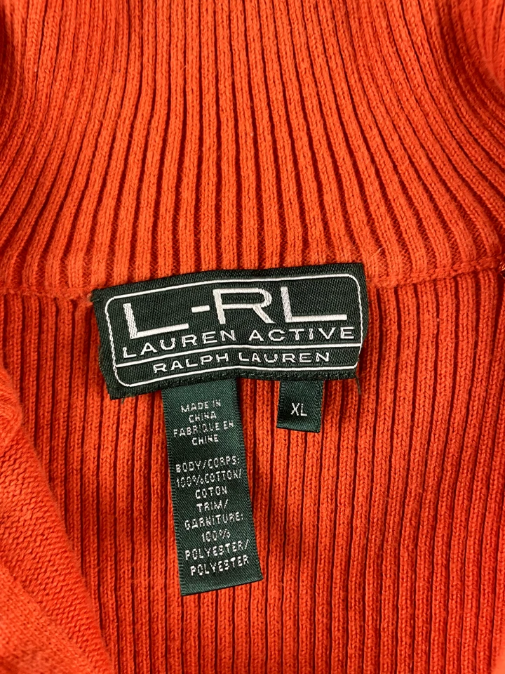 Suéter Lauren Ralph Lauren 1/2 Cremallera Para Mujer XL Naranja Hombreras Ropa Activa Foto 3 de 4