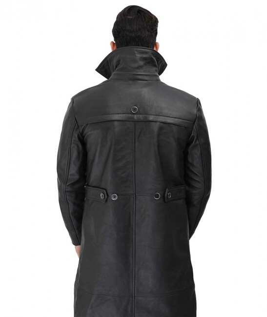ジャケット・アウター real leather maxi long coat Wvapzxx Women Leather Trench Coat Autumn Winter Stand Collar