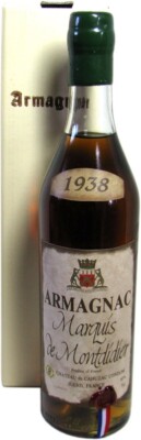 Rarität: Armagnac Marquis de Montdidier 0,7l Jahrgang 1938 mit Geschenkpackung