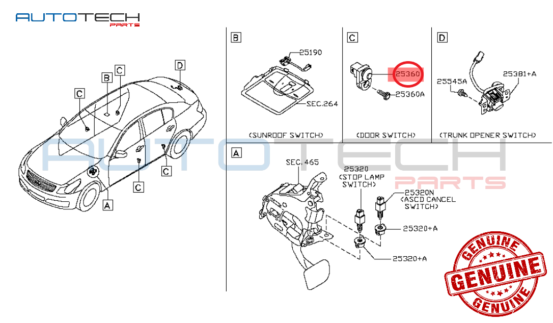 NISSAN 350Z Z33 VQ35DE 2002-2007 NEW GENUINE COURTESY DOOR LIGHT