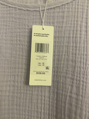 NWT $138 Eileen Fisher Wisteria Organic Cotton Lofty Gauze Top 1X 2X 3X - Picture 2 of 6
