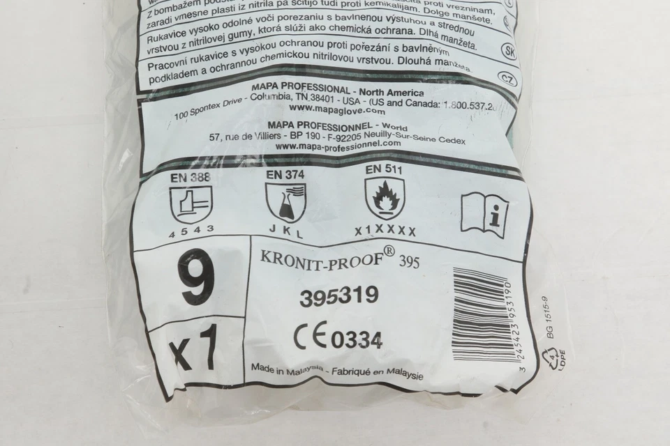2 pares de guantes MAPA Kronit-Proof 395 multicapa de nitrilo de peso pesado talla 9 verde Foto 3 de 4